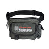 Grey colored, waist bag with external and internal pockets.