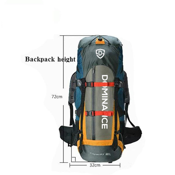 60 L professional backpack with extra pockets.