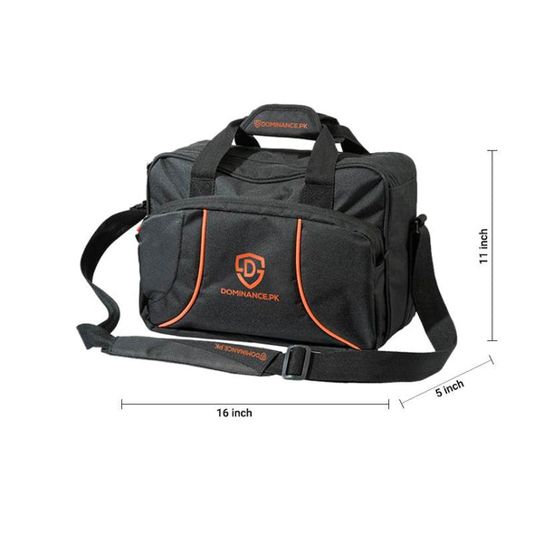 Black colored sturdy gym/travel bag. Extra pockets, Hand and shoulder strap