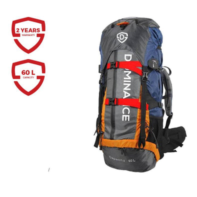 60 L professional backpack with extra pockets.