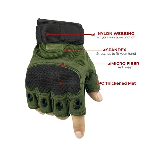 Dominance Half Finger Gloves - Green